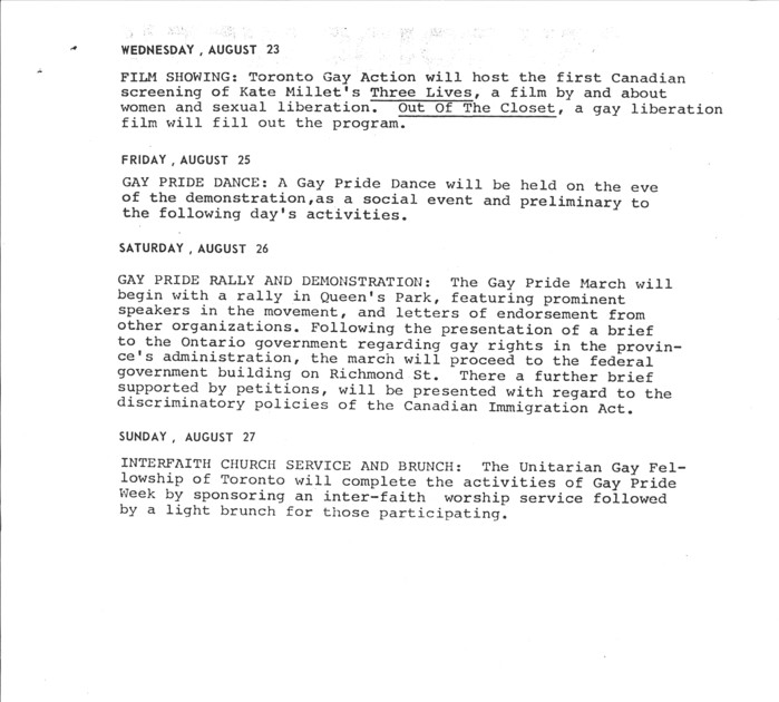 1972 gay pride week schedule second page
