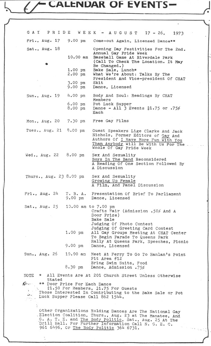 1973 gay pride week schedule