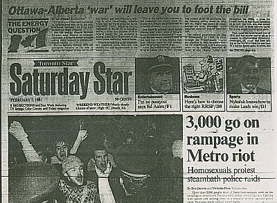 Toronto Star front page, Feb.6, 1981